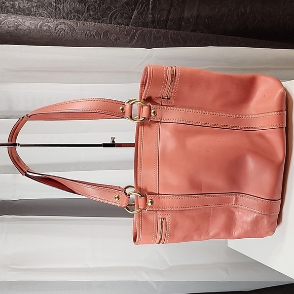 Coach Coral Leather Tote with Gold Accents - Picture 5 of 16